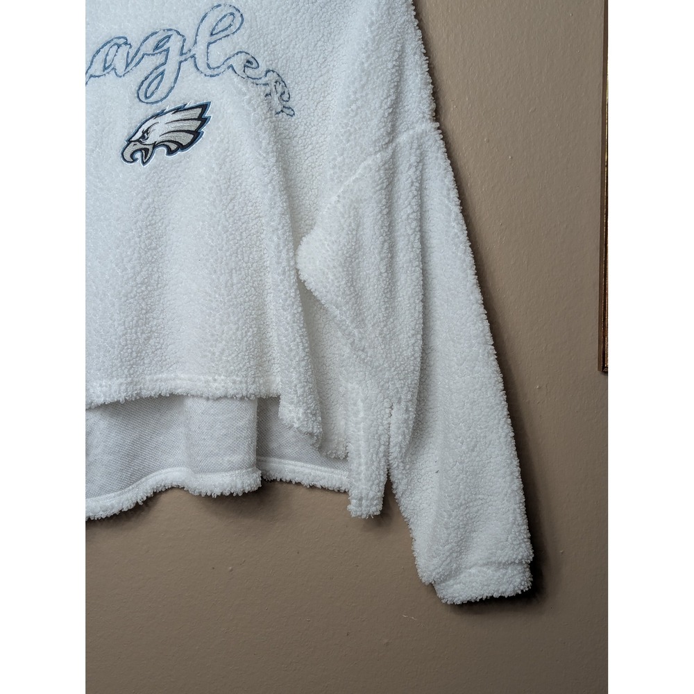 NFL Sherpa Hoodie Women XL White Philadelphia Eagles Gameday Fleece Pullover - Picture 10 of 15